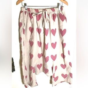 Magnolia Pearl Cream Pants with Pink Hearts